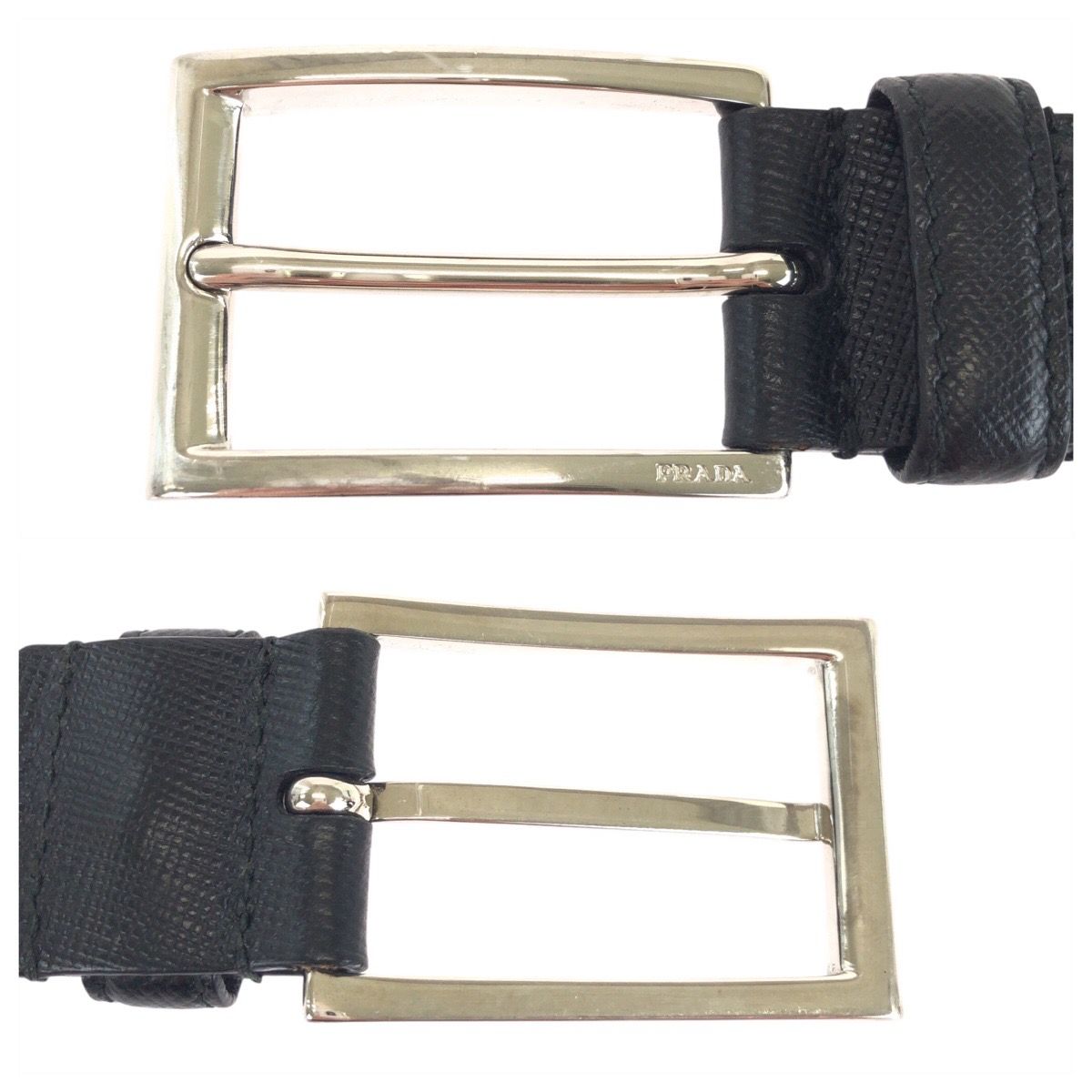 Prada 90 cm Black Silver Leather Belt — view 5