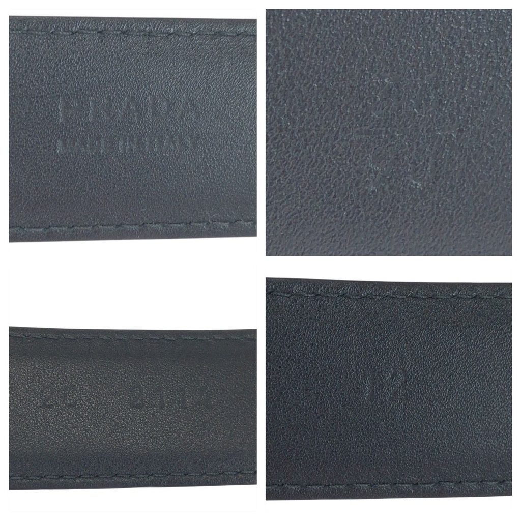 Prada 90 cm Black Silver Leather Belt — view 8