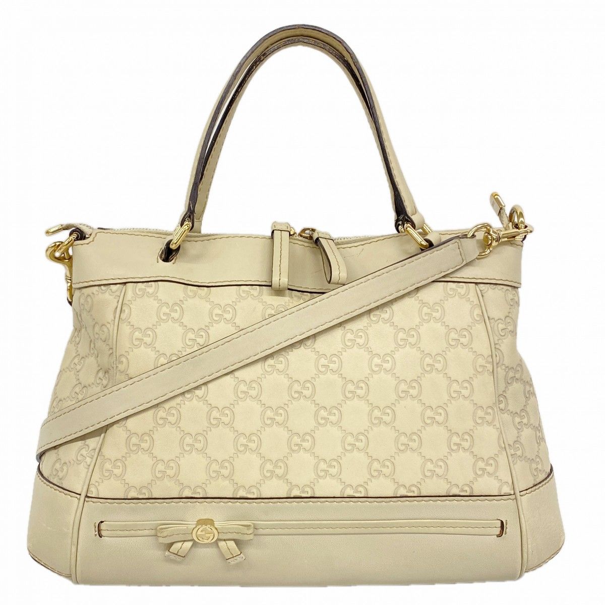 Gucci Handbag Guccissima Leather Ivory Champagne Gold