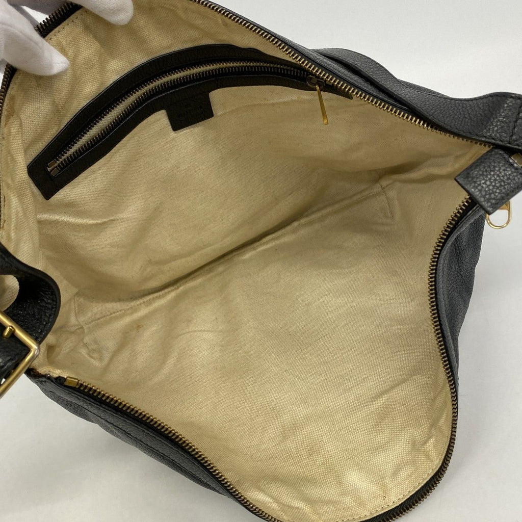 Gucci Shoulder Bag Leather Black Gold — view 5