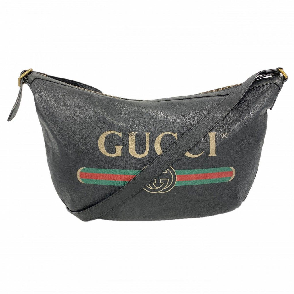 Gucci Shoulder Bag Leather Black Gold