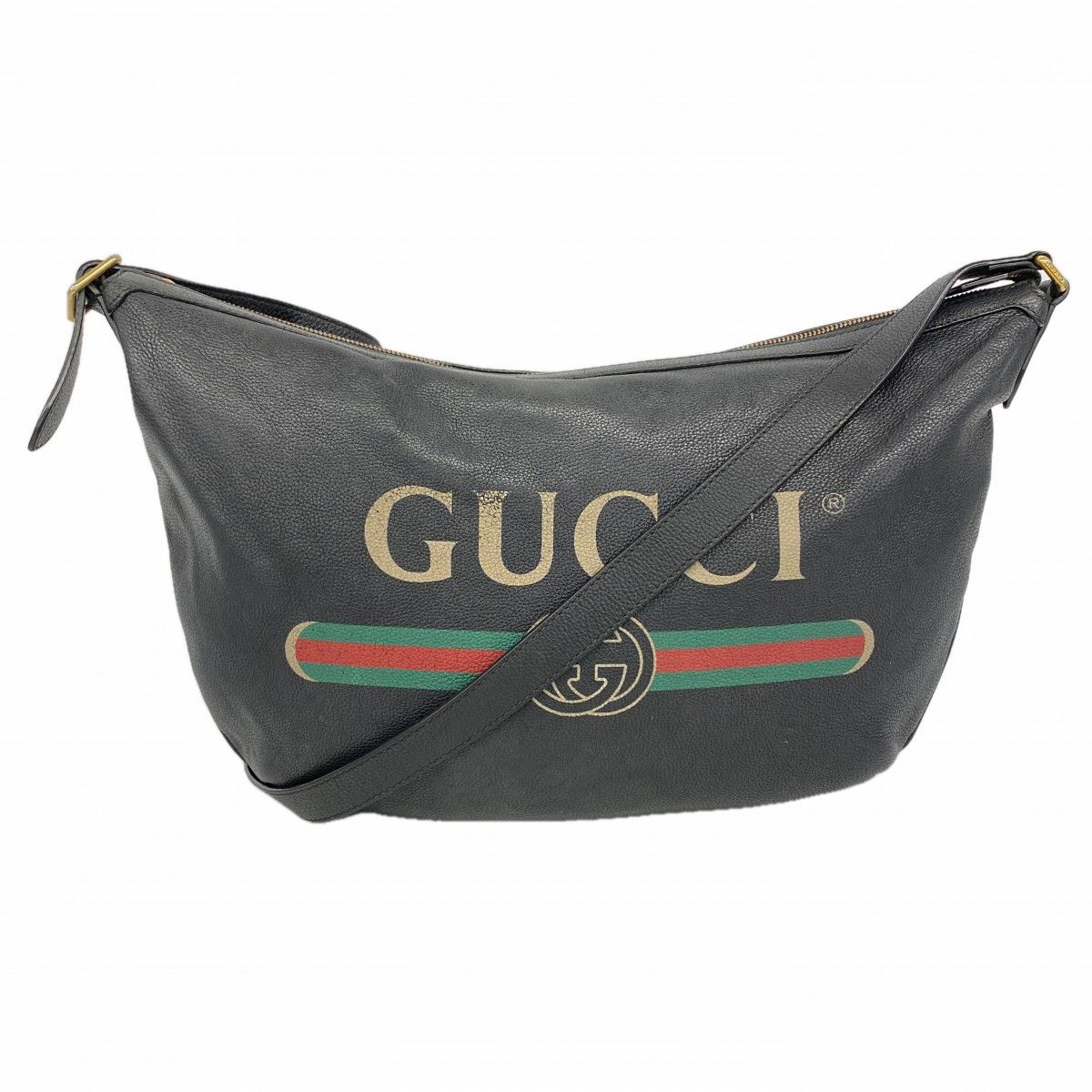 Gucci Shoulder Bag Leather Black Gold