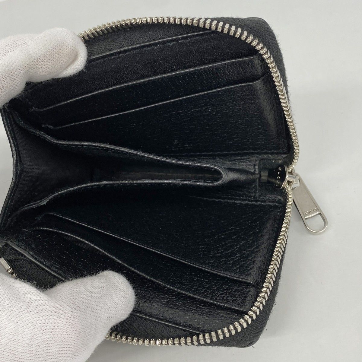 Gucci Wallet Jumbo GG Canvas Black Silver — view 3