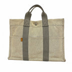 Hermes Tote New Fourre Tout Canvas Gray Silver