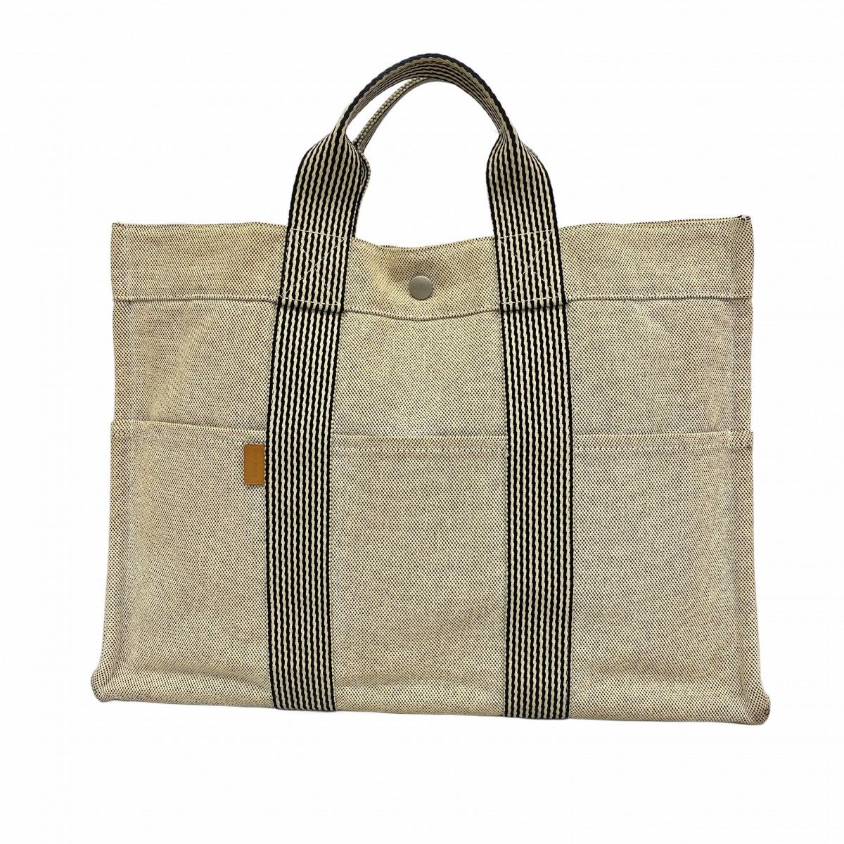 Hermes Tote New Fourre Tout Canvas Gray Silver