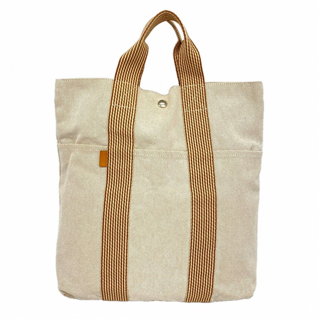 Hermes Tote New Fourre Tout Cabas Canvas Beige Silver