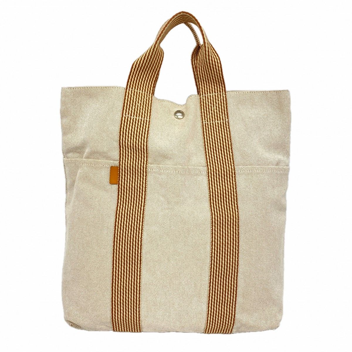 Hermes Tote New Fourre Tout Cabas Canvas Beige Silver