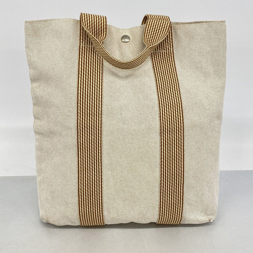 Hermes Tote New Fourre Tout Cabas Canvas Beige Silver — view 9