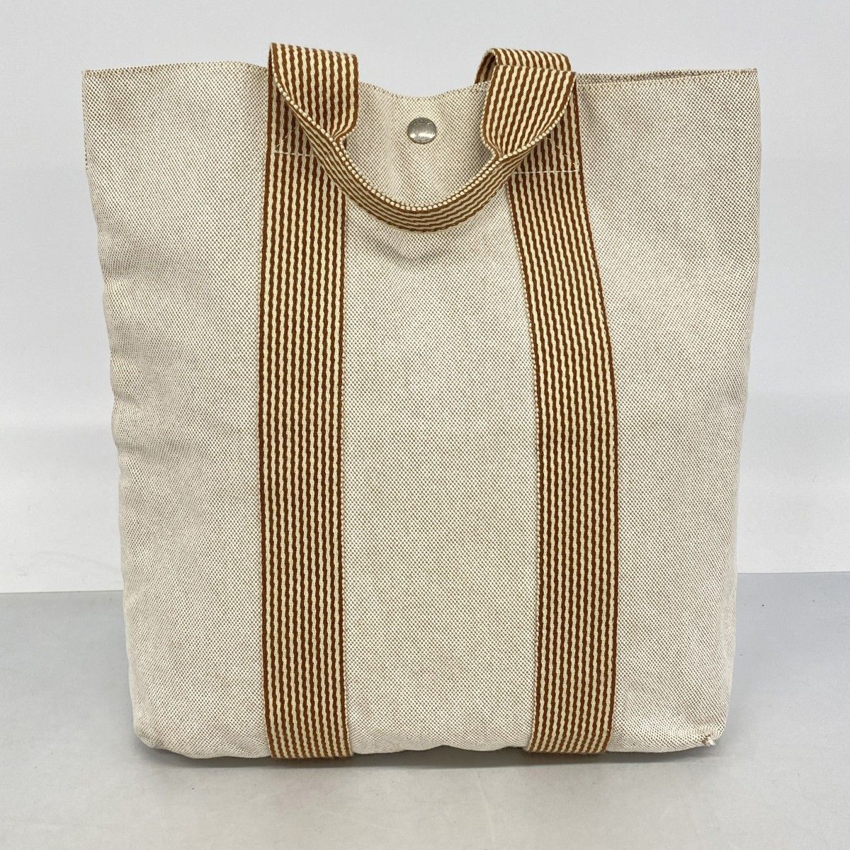 Hermes Tote New Fourre Tout Cabas Canvas Beige Silver — view 9