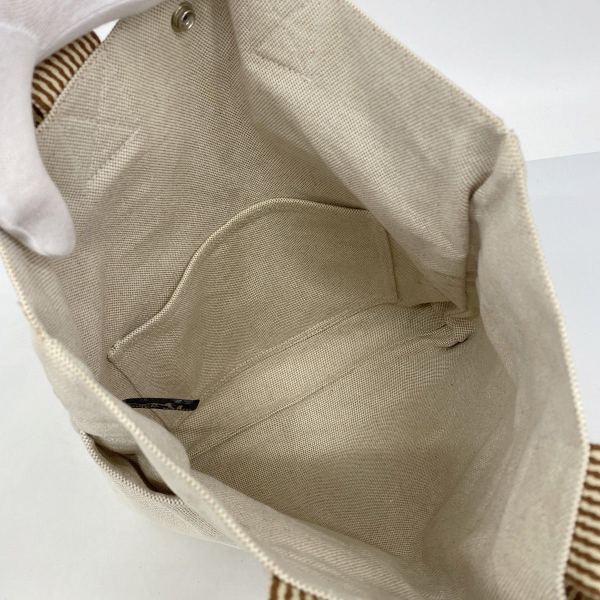 Hermes Tote New Fourre Tout Cabas Canvas Beige Silver — view 4