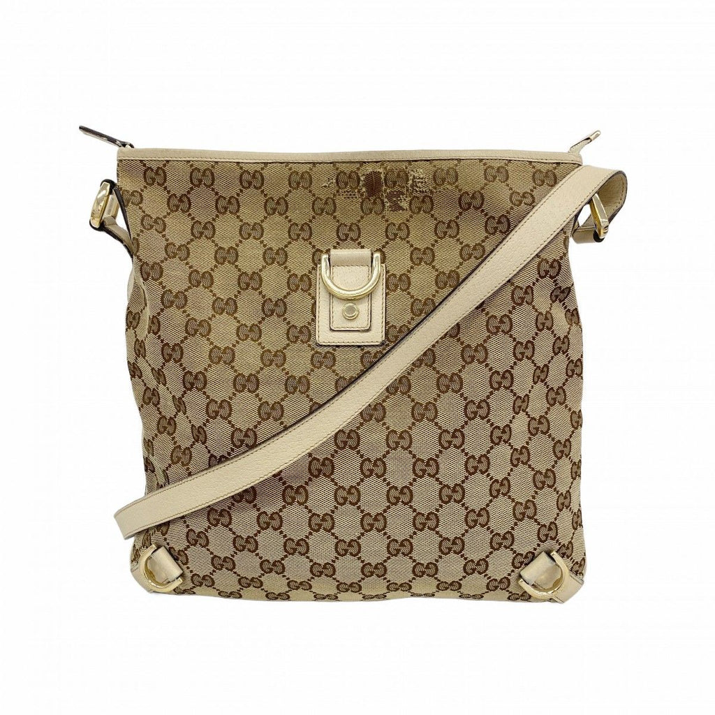 Gucci Shoulder Bag GG Canvas Abbey Brown Champagne Gold