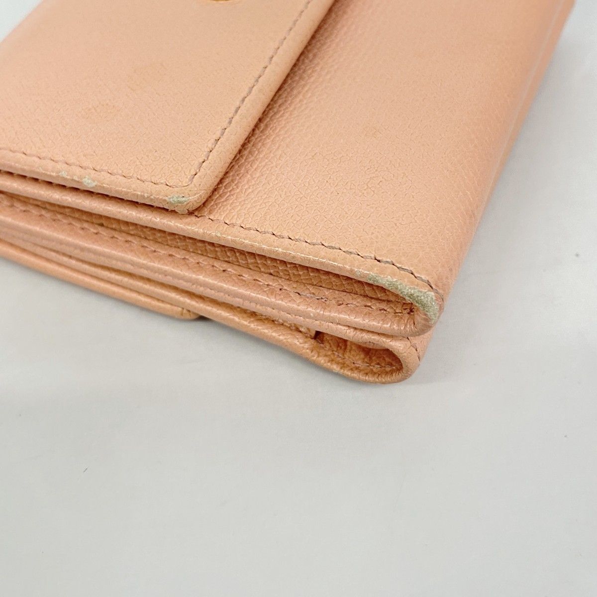 Chanel Trifold Wallet Coco Button Leather Pink Gold — view 6