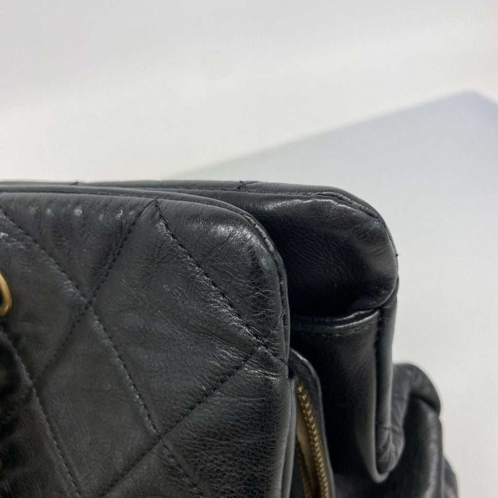 Chanel Chain Tote Quilted Lambskin Black Gold — view 8