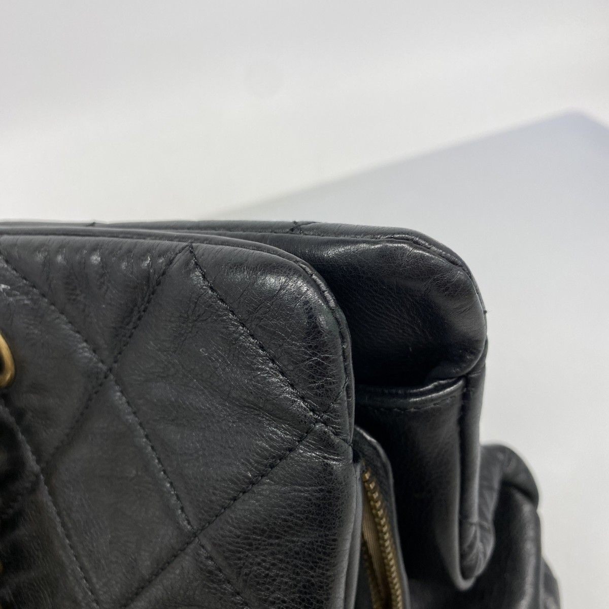 Chanel Chain Tote Quilted Lambskin Black Gold — view 8