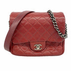 Chanel Shoulder Bag Mini Quilted Caviar Leather Bordeaux Silver