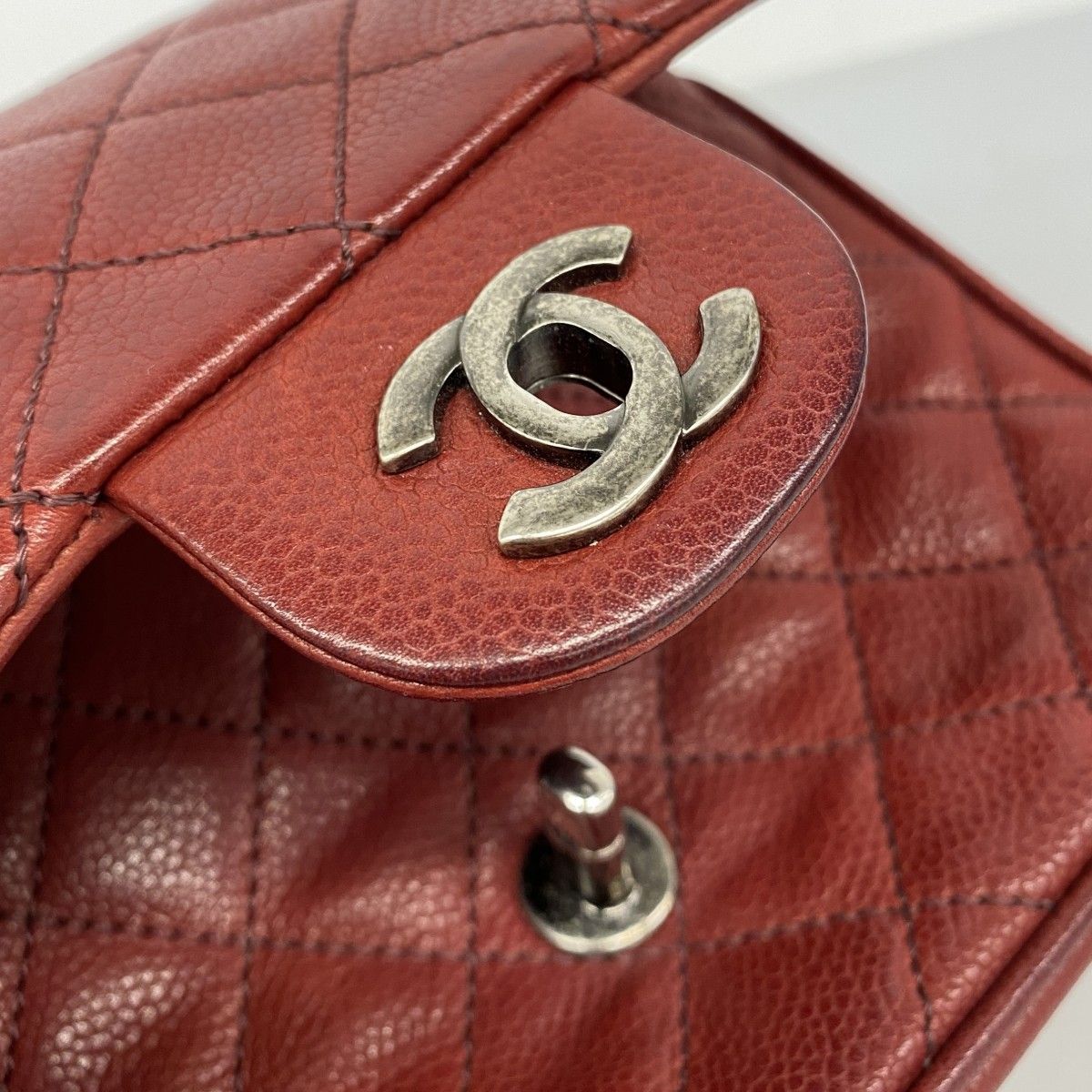 Chanel Shoulder Bag Mini Quilted Caviar Leather Bordeaux Silver — view 7
