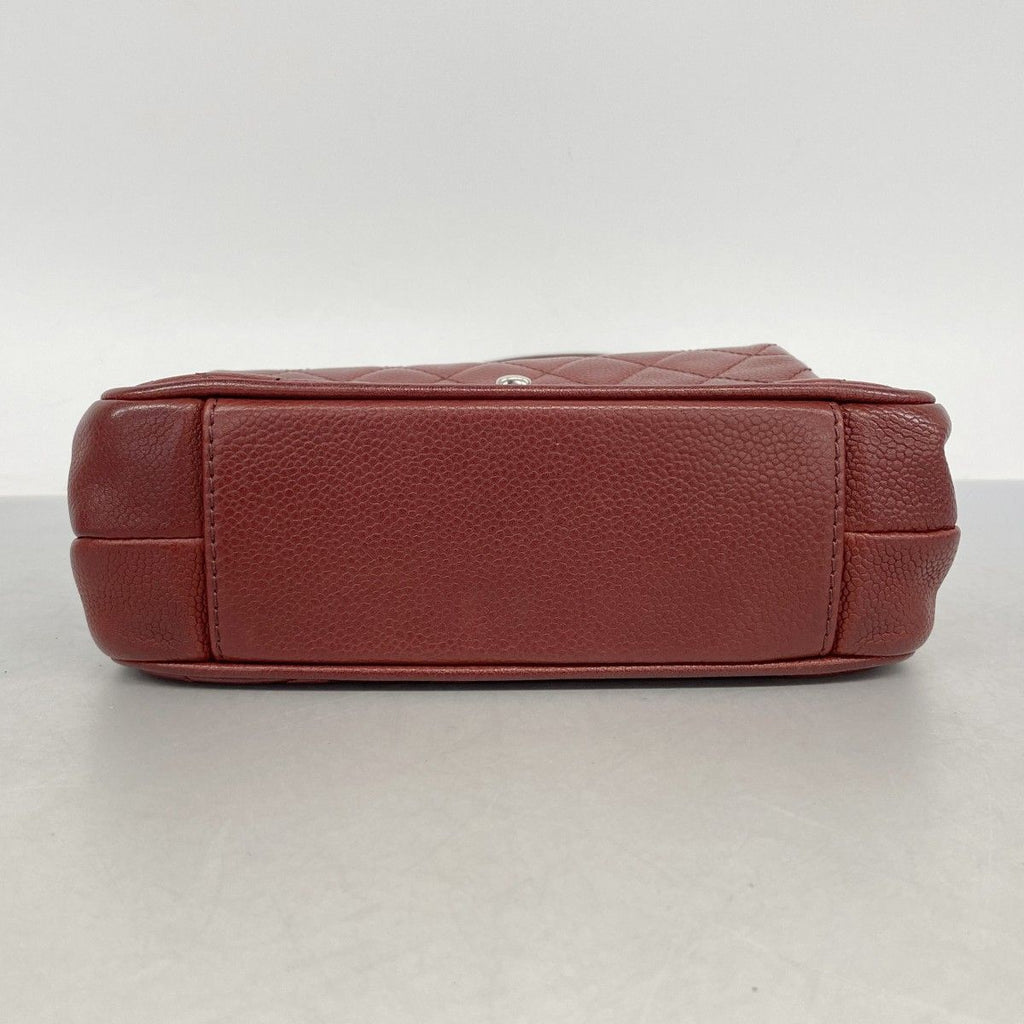 Chanel Shoulder Bag Mini Quilted Caviar Leather Bordeaux Silver — view 3