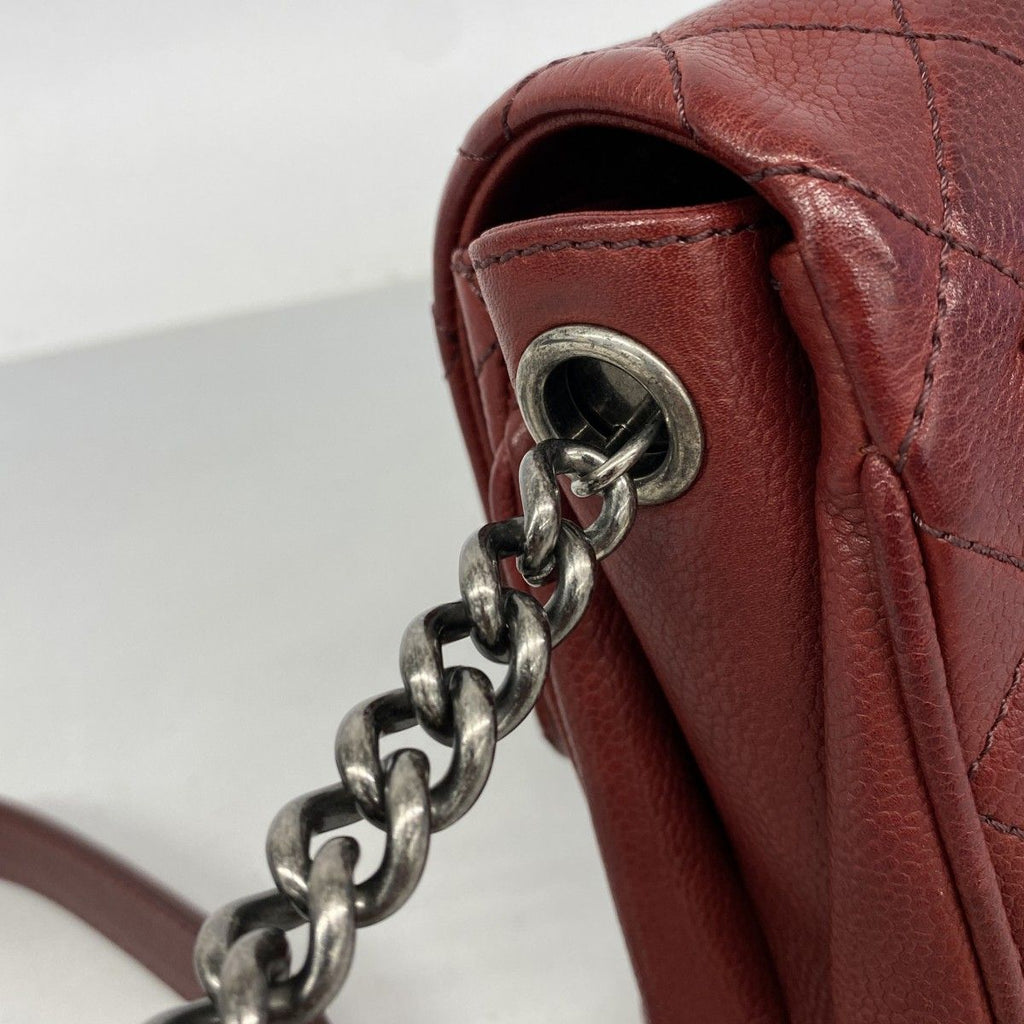 Chanel Shoulder Bag Mini Quilted Caviar Leather Bordeaux Silver — view 8