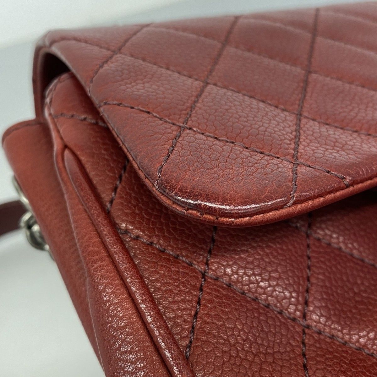 Chanel Shoulder Bag Mini Quilted Caviar Leather Bordeaux Silver — view 6