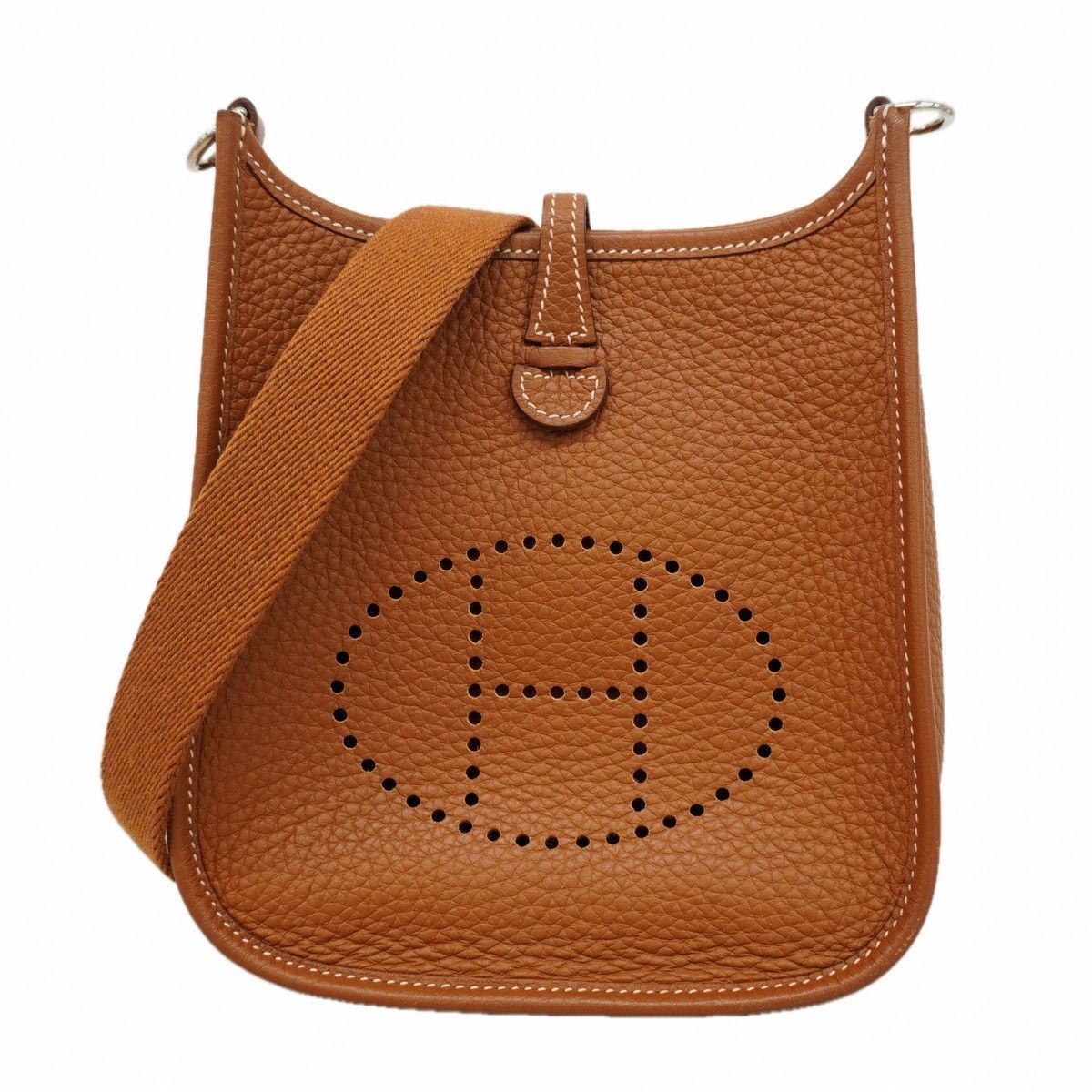 Hermes Shoulder Bag Evelyne TPM Taurillon Clemence Gold Silver
