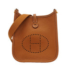 Hermes Shoulder Bag Evelyne TPM Taurillon Clemence Gold