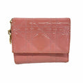 Dior Trifold Wallet Cannage Enamel Pink Gold