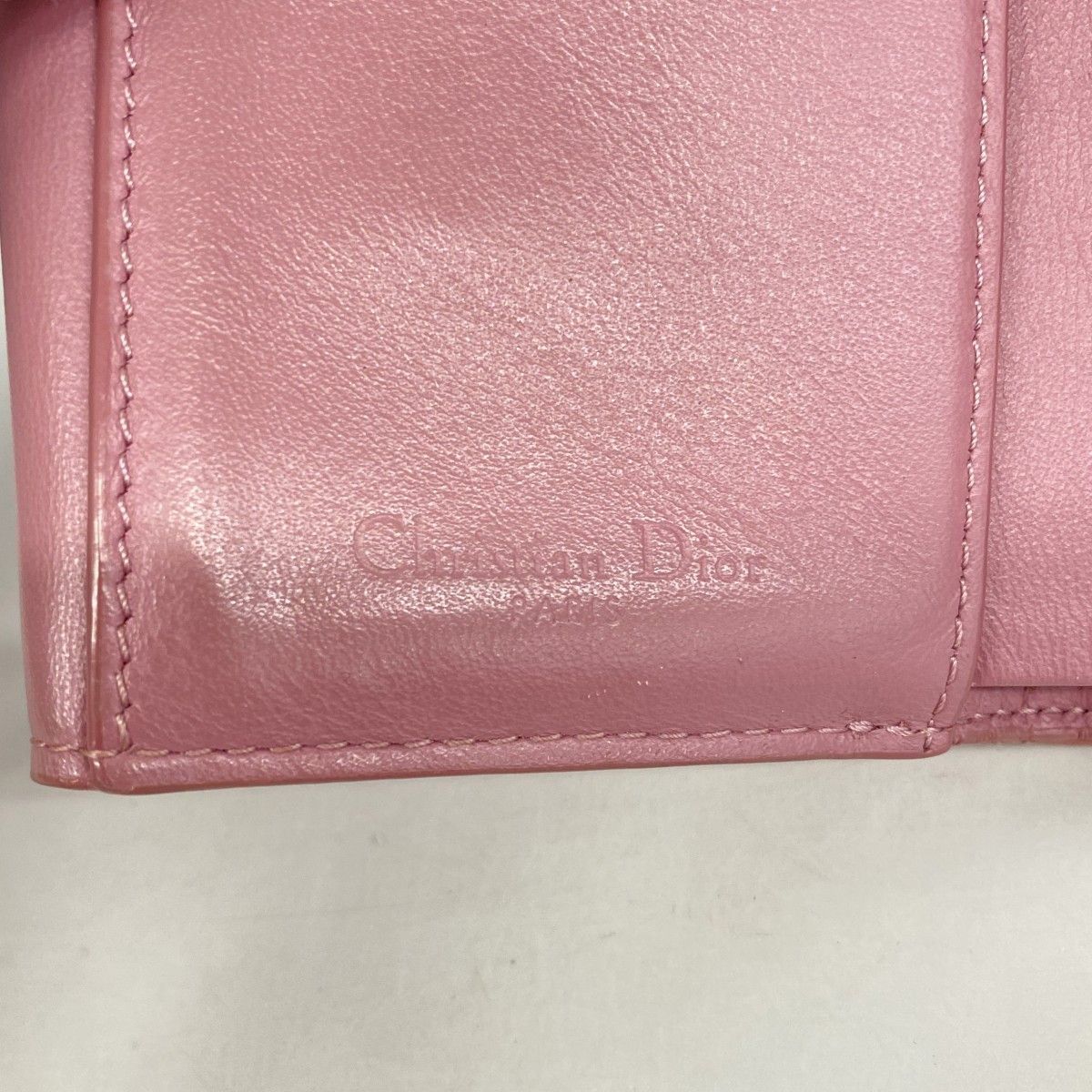 Dior Trifold Wallet Cannage Enamel Pink Gold — view 4