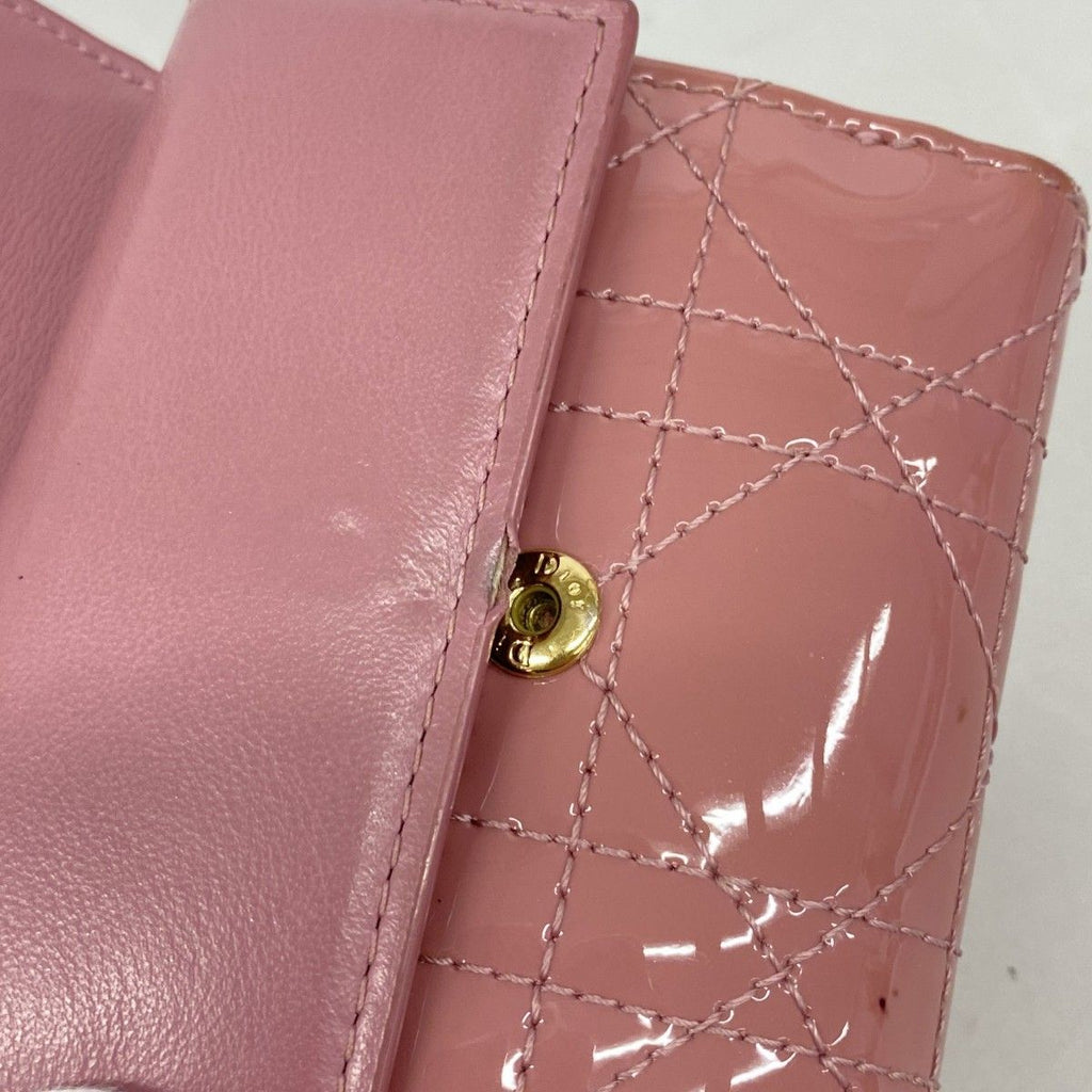 Dior Trifold Wallet Cannage Enamel Pink Gold — view 7