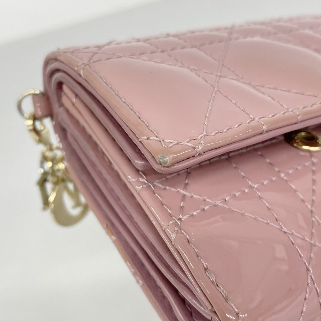 Dior Trifold Wallet Cannage Enamel Pink Gold — view 6