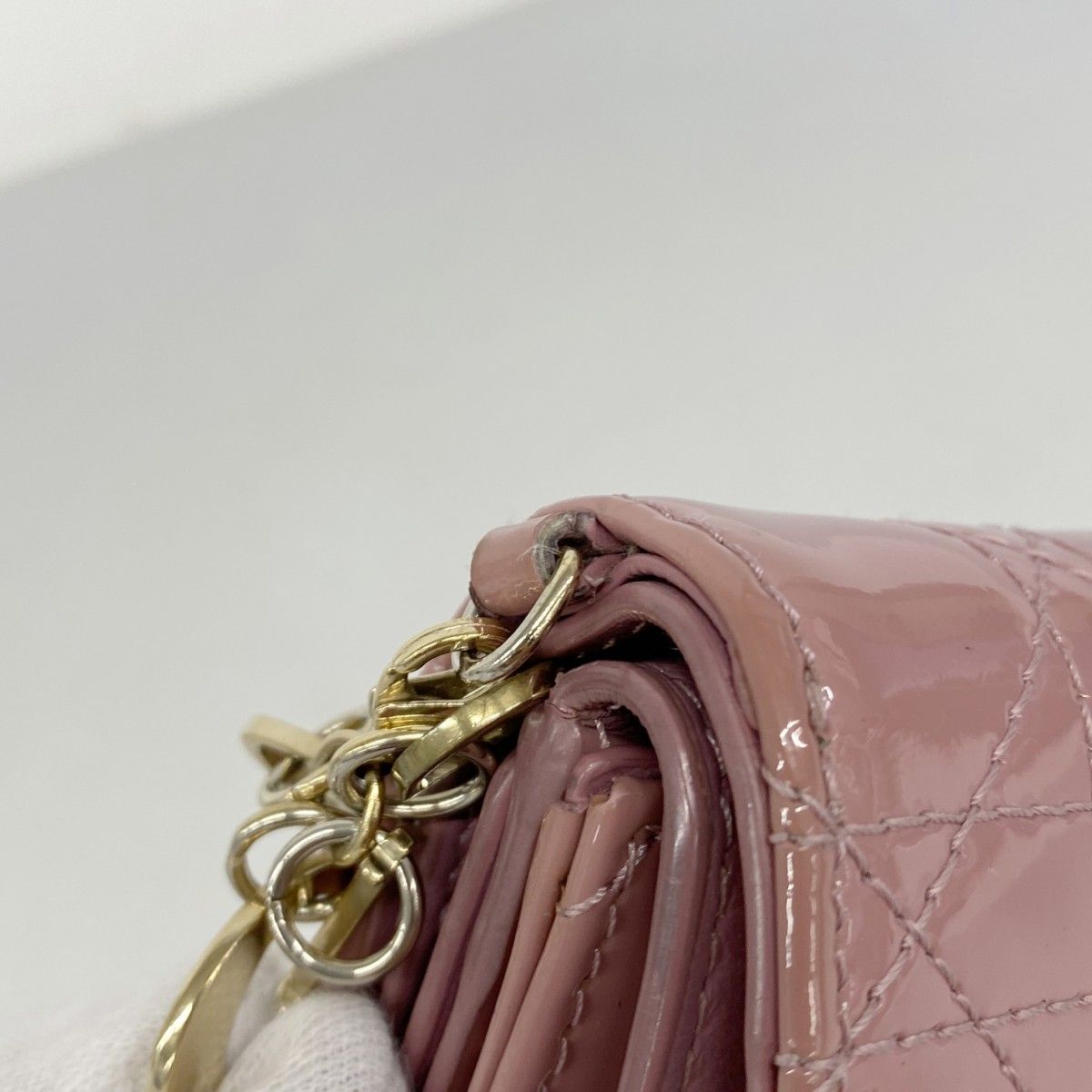 Dior Trifold Wallet Cannage Enamel Pink Gold — view 8
