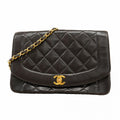 Chanel Shoulder Bag Diana Lambskin Black Gold