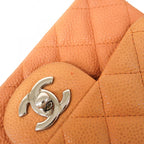 Chanel Shoulder Bag Mini Quilted Caviar Leather Brown Silver — view 8
