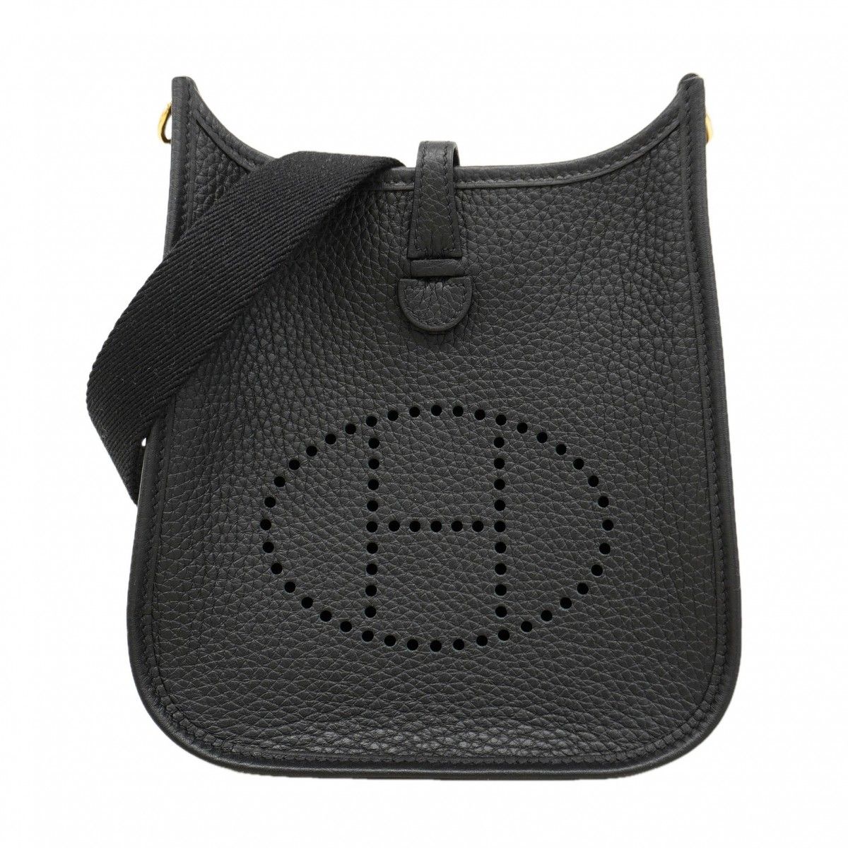 Hermes Shoulder Bag Evelyne TPM Taurillon Clemence Black Gold