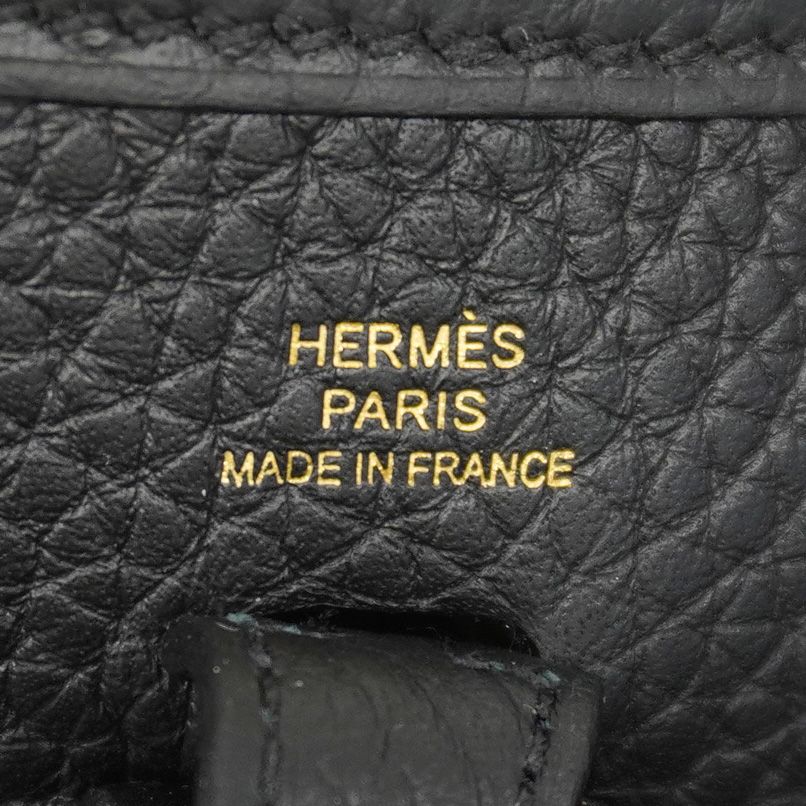 Hermes Shoulder Bag Evelyne TPM Taurillon Clemence Black Gold — view 5