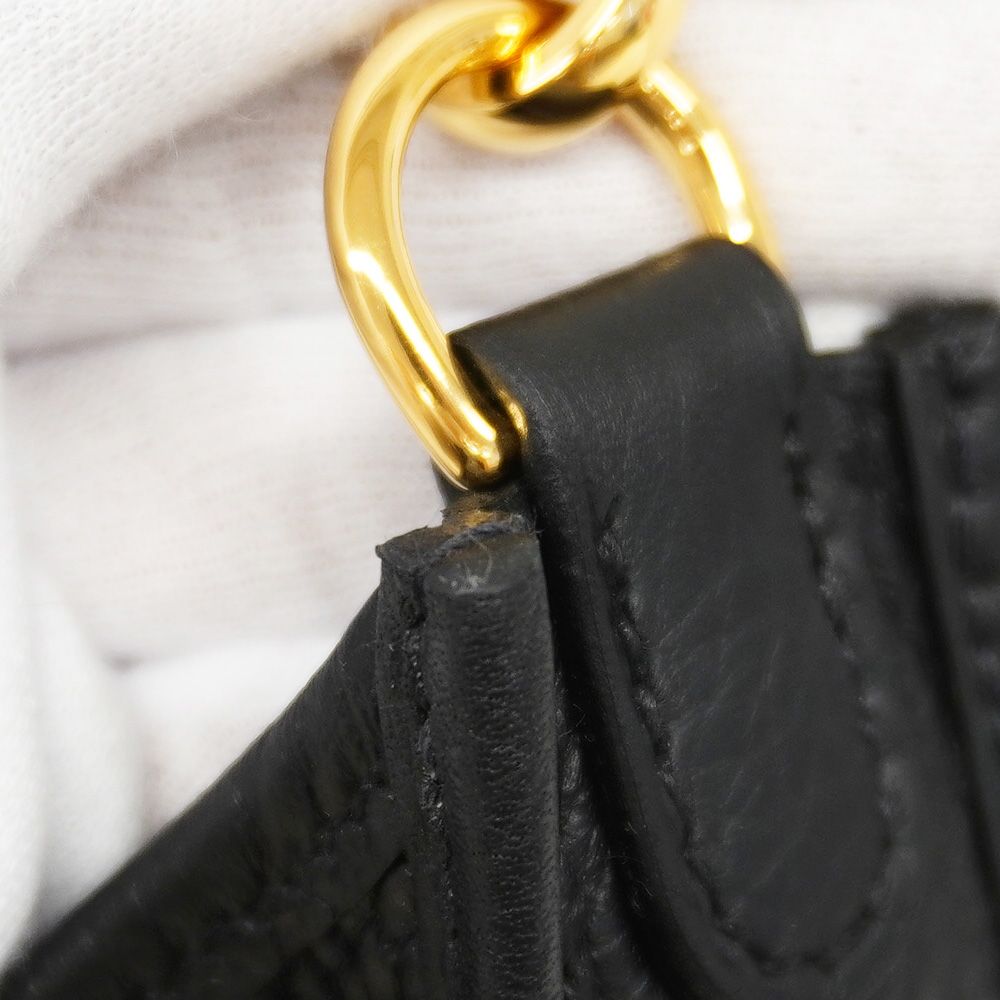 Hermes Shoulder Bag Evelyne TPM Taurillon Clemence Black Gold — view 7