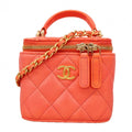 Chanel Vanity Bag Quilted Lambskin Salmon Pink Gold
