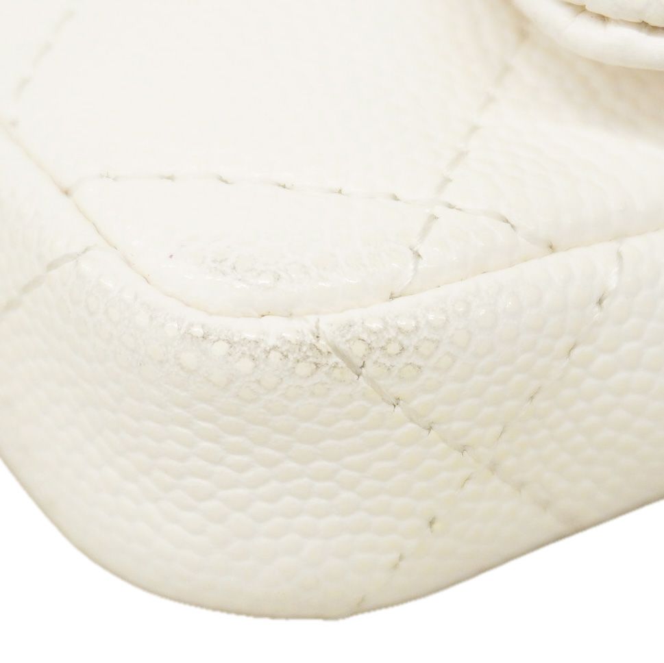 Chanel Pochette Mini Quilted Caviar Leather White Champagne Gold — view 6