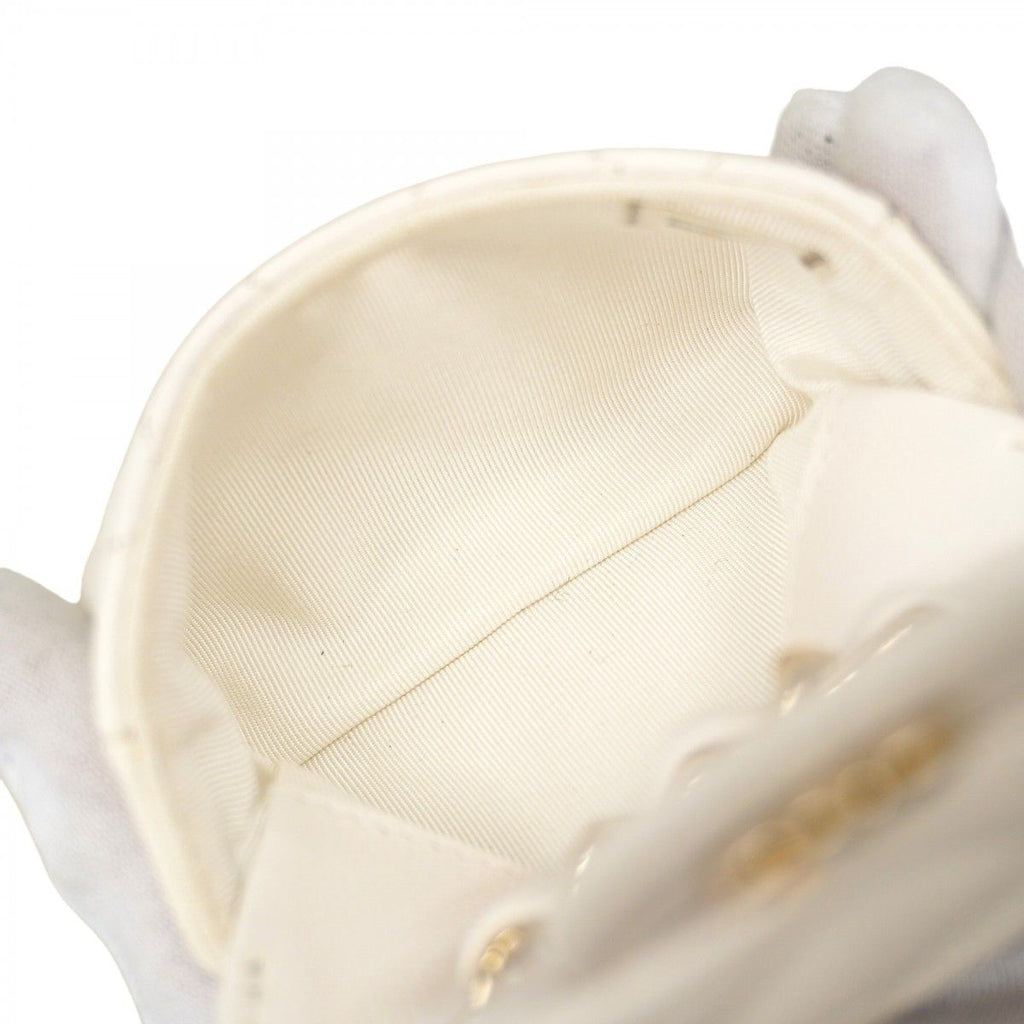 Chanel Pochette Mini Quilted Caviar Leather White Champagne Gold — view 4