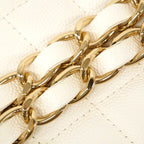 Chanel Pochette Mini Quilted Caviar Leather White Champagne Gold — view 8