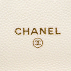 Chanel Pochette Mini Quilted Caviar Leather White Champagne Gold — view 5