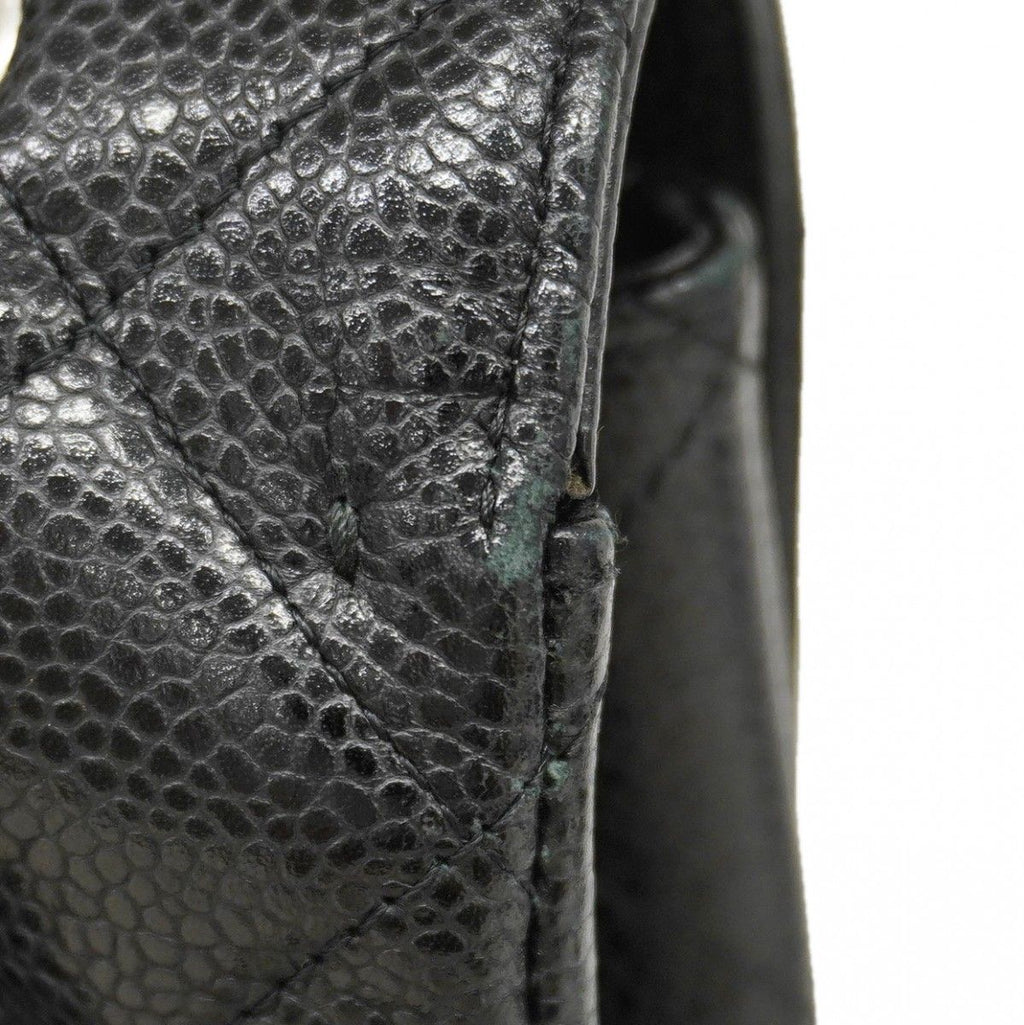 Chanel Shoulder Bag Deca Quilted Caviar Leather Black Silver — view 8
