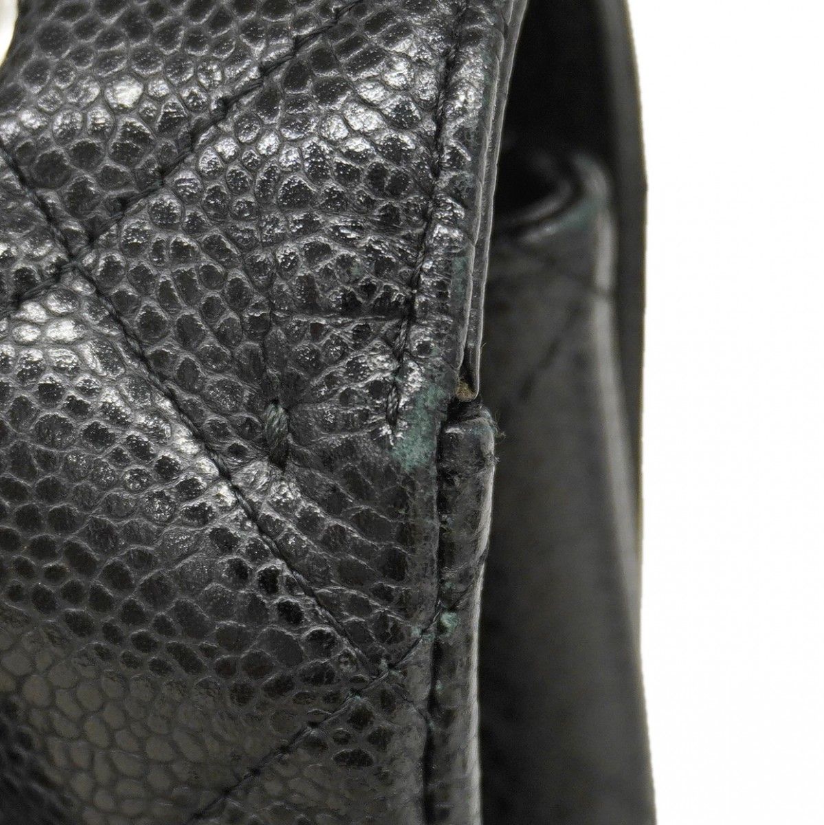 Chanel Shoulder Bag Deca Quilted Caviar Leather Black Silver — view 8