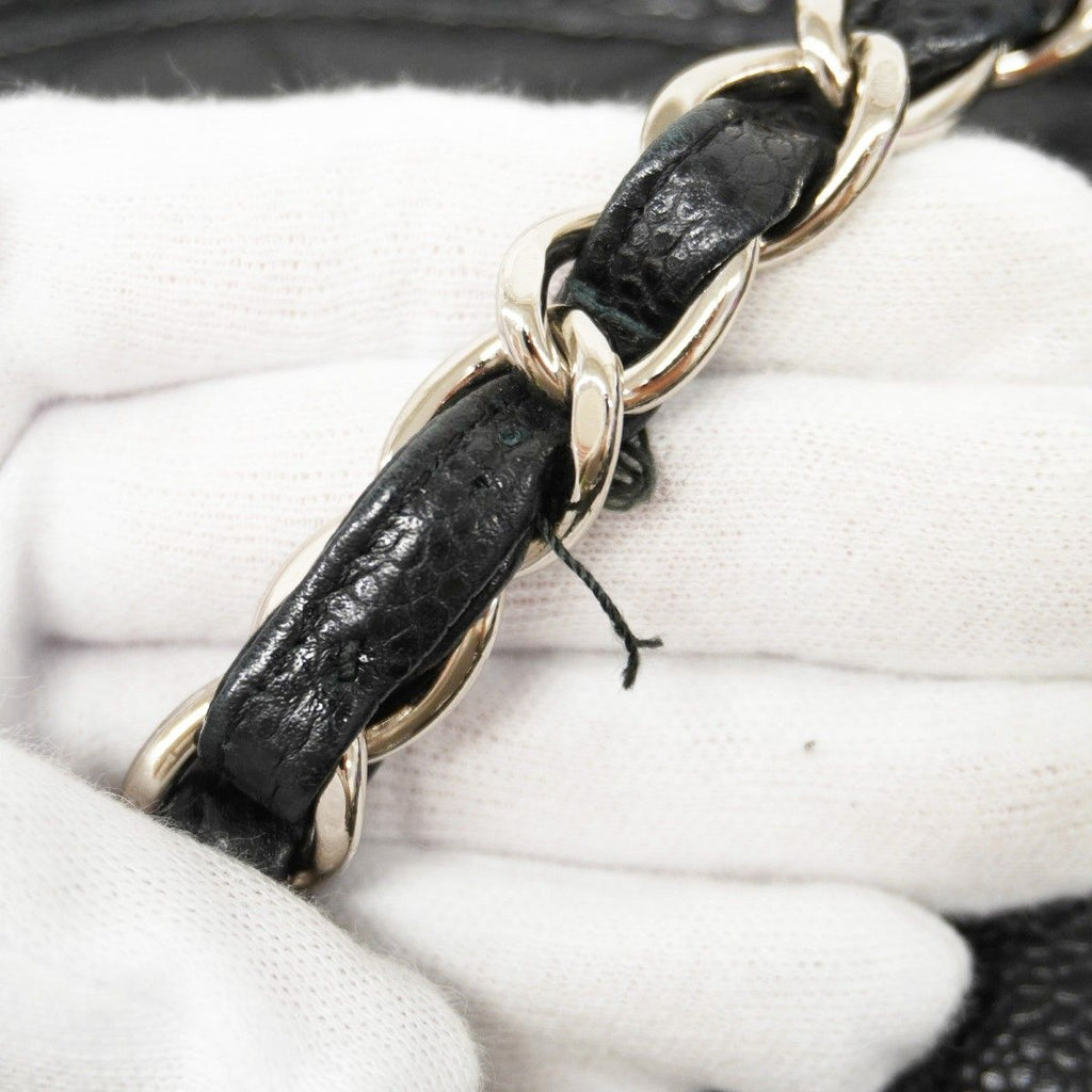 Chanel Shoulder Bag Deca Quilted Caviar Leather Black Silver — view 9