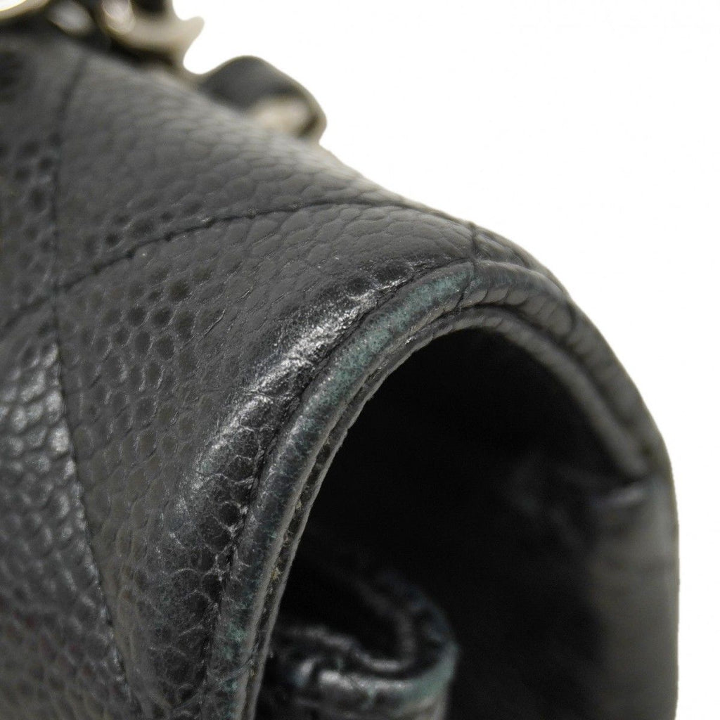 Chanel Shoulder Bag Deca Quilted Caviar Leather Black Silver — view 7