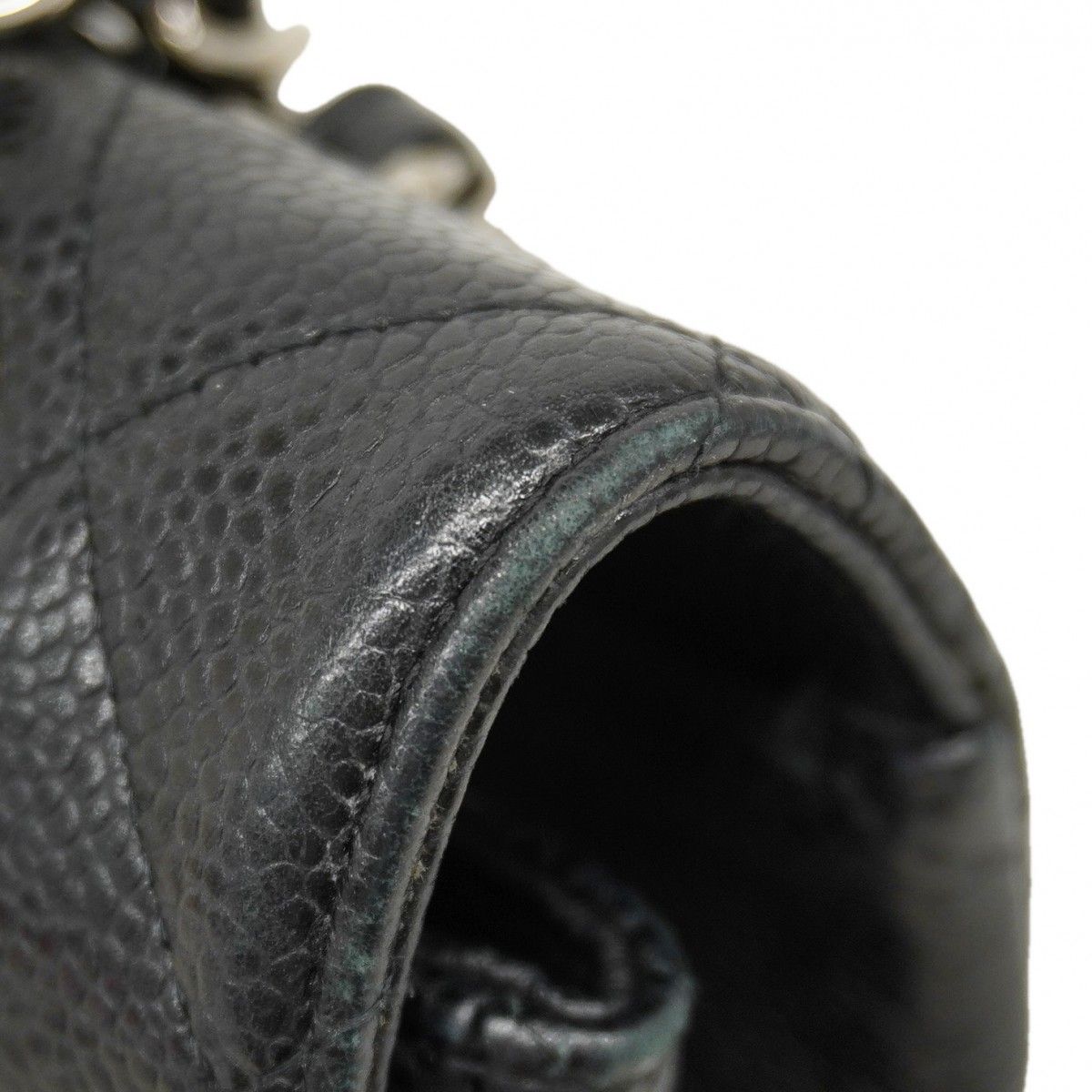 Chanel Shoulder Bag Deca Quilted Caviar Leather Black Silver — view 7