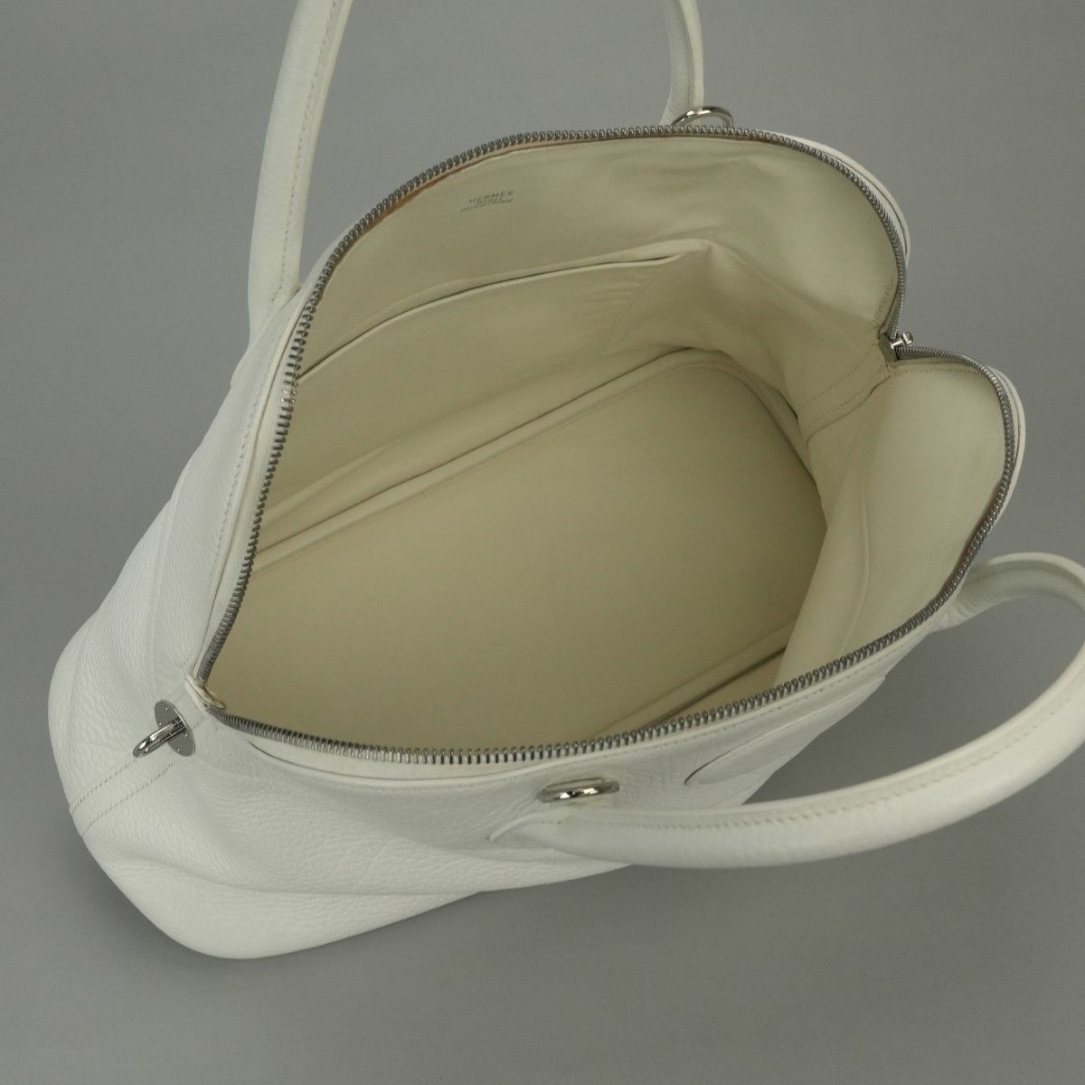 Hermes Bolide 35 Tote Shoulder Bag Fjord White Silver — view 8