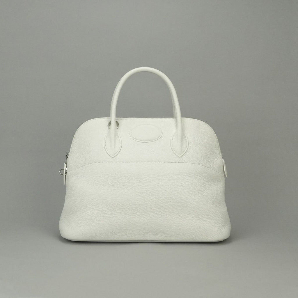 Hermes Bolide 35 Tote Shoulder Bag Fjord White Silver