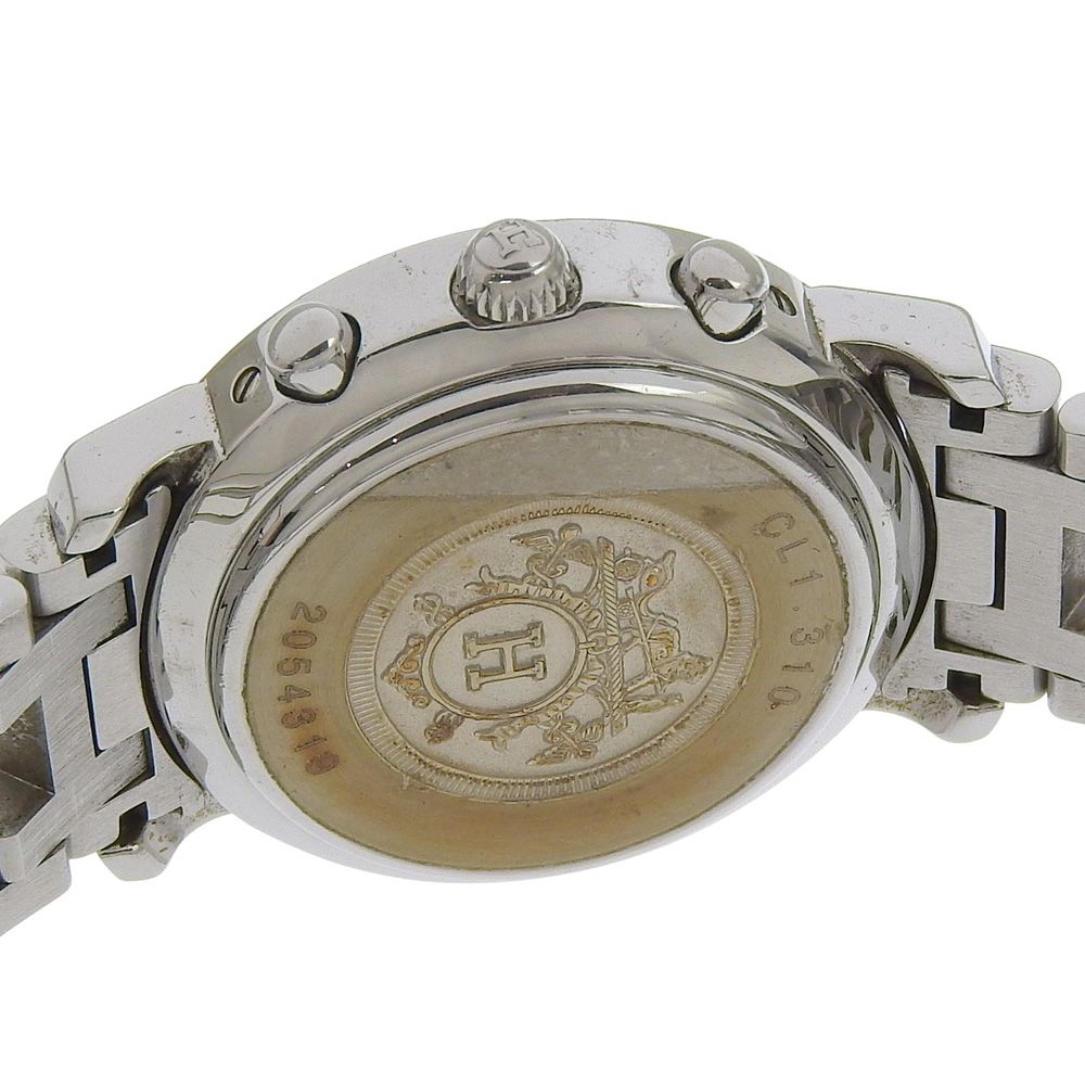 Hermes Clipper Stainless Steel Quartz Chronograph Watch with White Dial — view 6