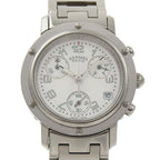 Hermes Clipper Stainless Steel Quartz Chronograph Watch with White Dial