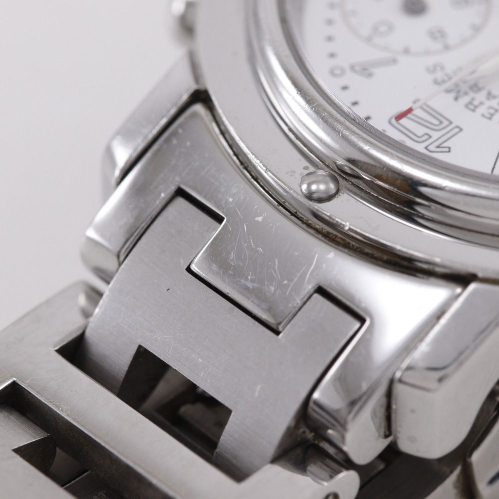 Hermes Clipper Stainless Steel Quartz Chronograph Watch with White Dial — view 7